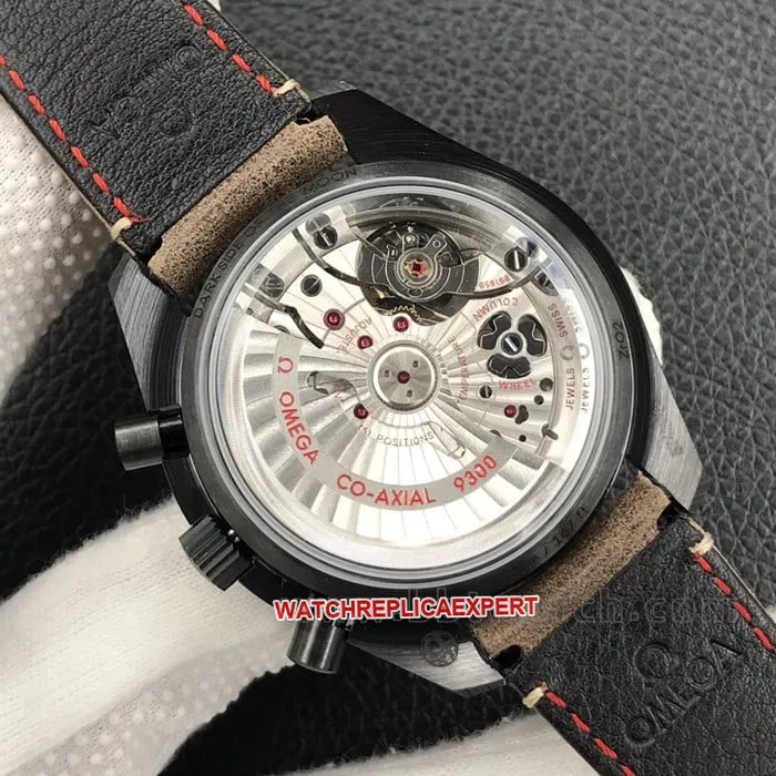 OM Factorytop-tier Dark Side of the Moon Omega Speedmaster men's ceramictop-tier watch 9300movement Crazy Horse leather leather strap picture