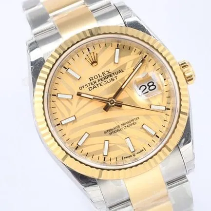 EW Factorytop-tier watch Rolex men's gold disc gold belt Oyster Datejust36 series mechanical watch front view