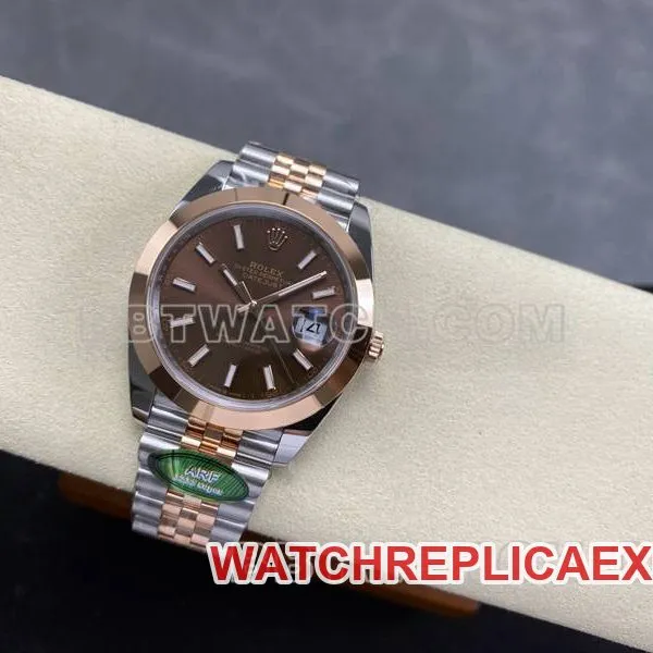 Rolex watch ARF Factory log 41mm aperture brown disc 3235 rose goldsteel bracelet front live photo