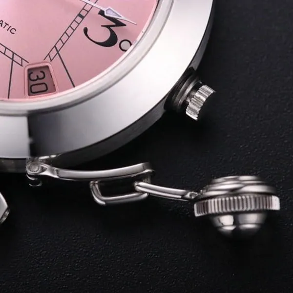 V9 FactoryCartierhigh-quality watch Pasha series W31074M7ladies' watch mechanical pink dial back cover picture