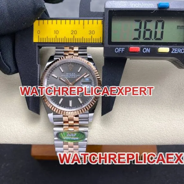 Rolex watch ARF FactoryDatejust gray plate 36mm rose goldsteel bracelet front live photo