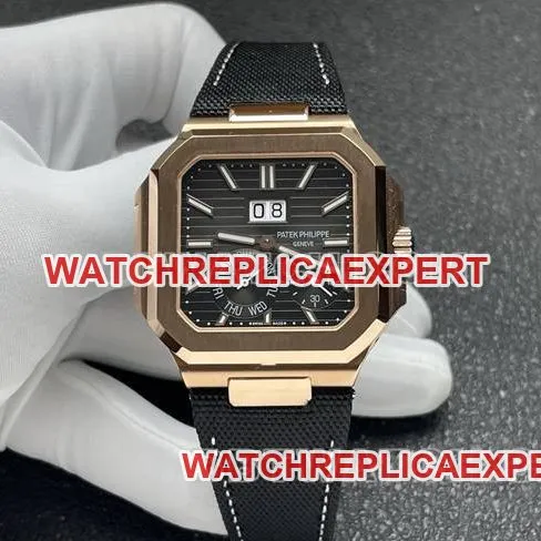 collectible watch P1 factory Patek PhilippeCUBITUSblack dialrose gold5822P-001front live photo