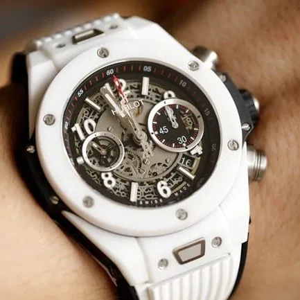 top-tier watch HublotBIG BANG series 411.NM.1170.RX white shell black dial jewelry watch front view