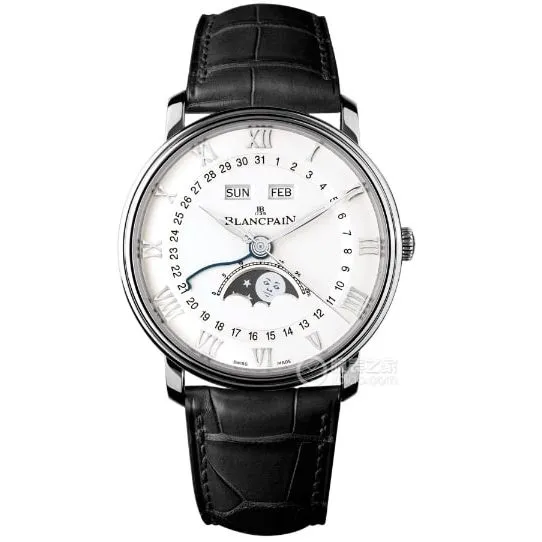 OM classic Blancpain1:1replica watch silver white dialmoon phaseleather strap model 6654-1127-55Bcaseback live photo