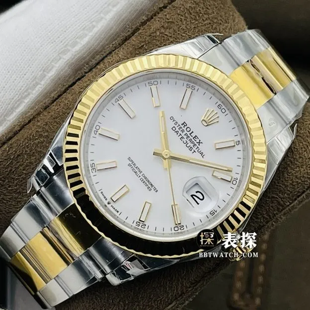 VS FactoryRolexDatejusttop-tier watch men's white dial gold steel bracelet model pictures and prices front live photo
