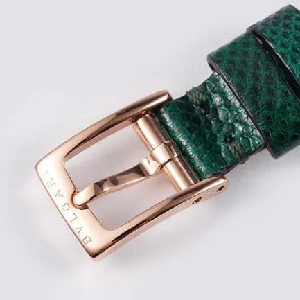 BV factory Bvlgaritop-tier watch ladies green dial green strap quartzSerpenti series leather strap watch front view