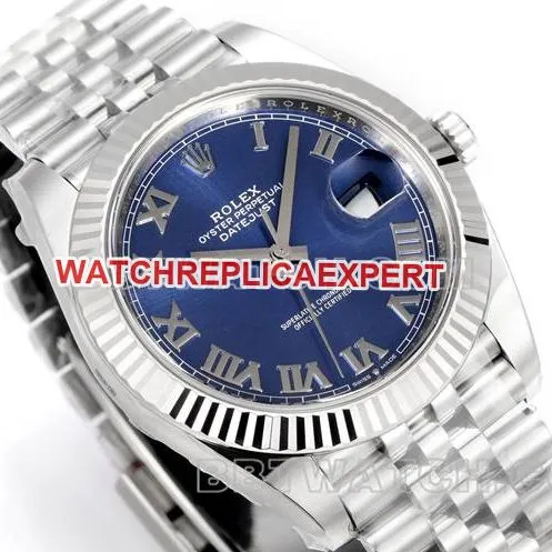 collectible watch log JF factory Rolexblue dial Roman numeral 3235 mechanical 41mm front live photo