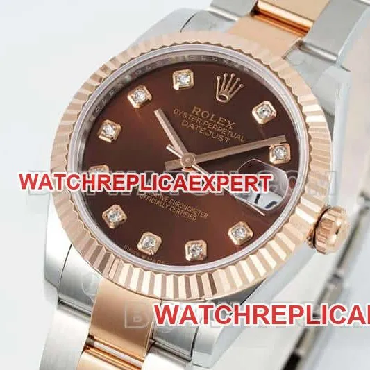 ARF FactoryRolex log top-tier 1:1high-quality brown plate 31mm gold three-grid chain link 278271braceletlive photos