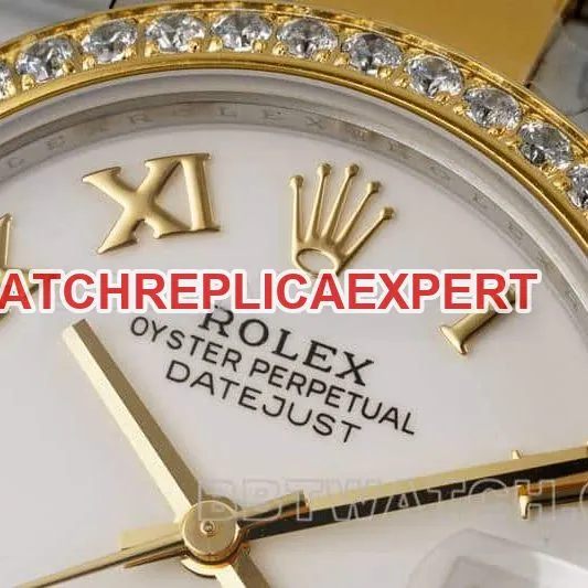 ARF FactoryRolex log 1:1super clonewhite dialdiamond bezel31mm gold three-lattice chain link278383front live photo