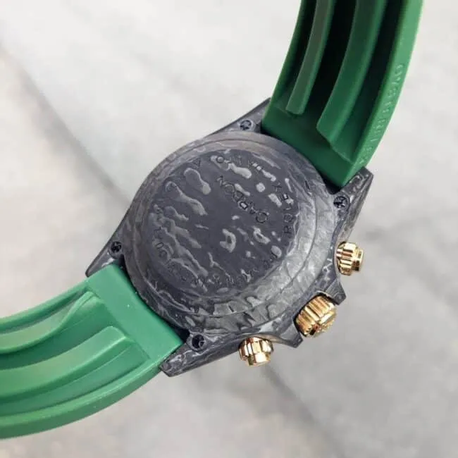 TW factory top-tier watch RolexROLEX universe chronographDaytona series carbon fiber black dial green bottom men's mechanical watch front view