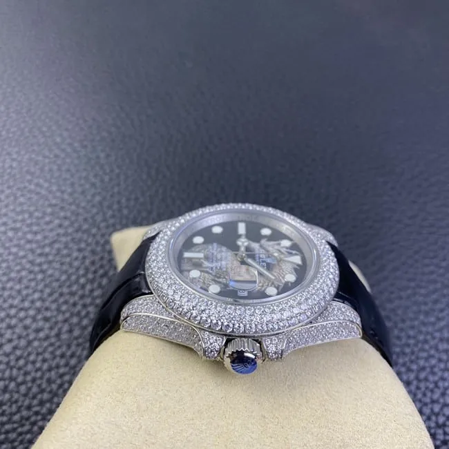 top-tier replicaRolex men's watch black dial black belt full automatic movementSubmariner front view