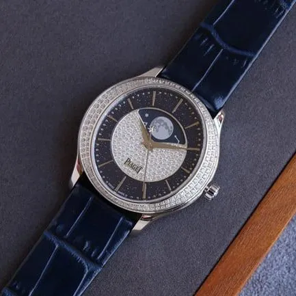 top-tier Piaget Limelight Stella series blue complex function ladies watch front view