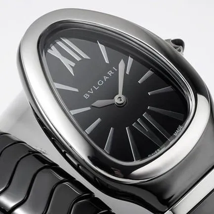 BV factory top-tier watch Bvlgari women's black dial black ceramicbraceletquartz watch front view
