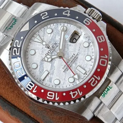 GS factory top copy Rolex imitation watches men's white disk steel belt mechanical GMT II GMT series watch front view