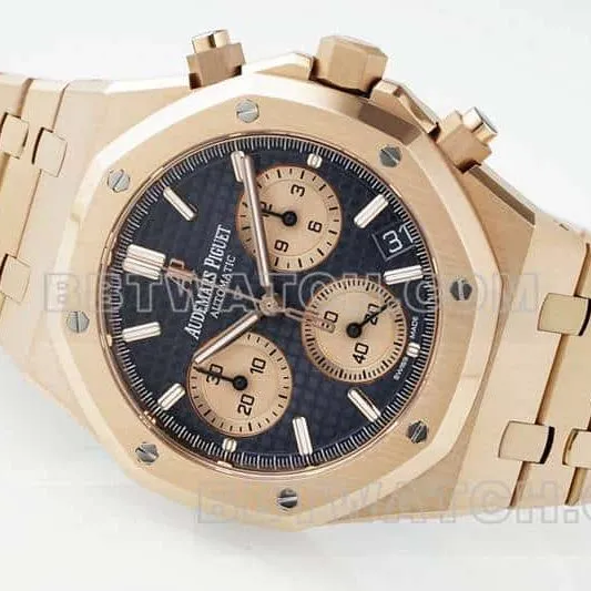 APS factoryAudemars PiguetRoyal Oaksuper cloneblue dialchronographrose gold26240front live photo