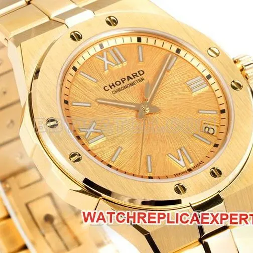 1:1replica watch ChopardGH factory snow mountain proud wing gold plate 41mmyellow gold steel braceletfront live photo