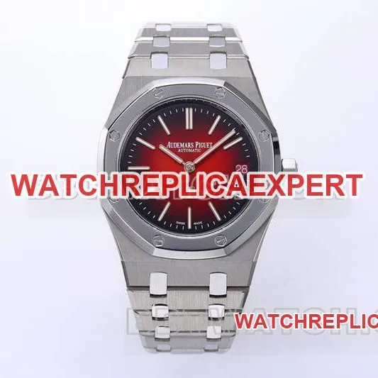 Audemars Piguet1:1replica watch ZF FactoryRoyal Oak smoked burgundy plate mechanical steel bracelet model 16202front live photo