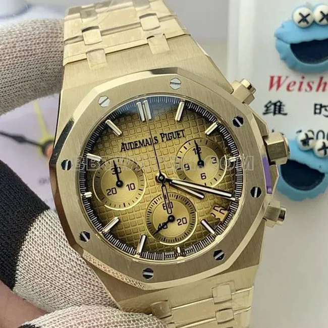 collectible watch Audemars PiguetBLS factory Royal Oakyellow gold smoked gold plate mechanical 26420front live photo