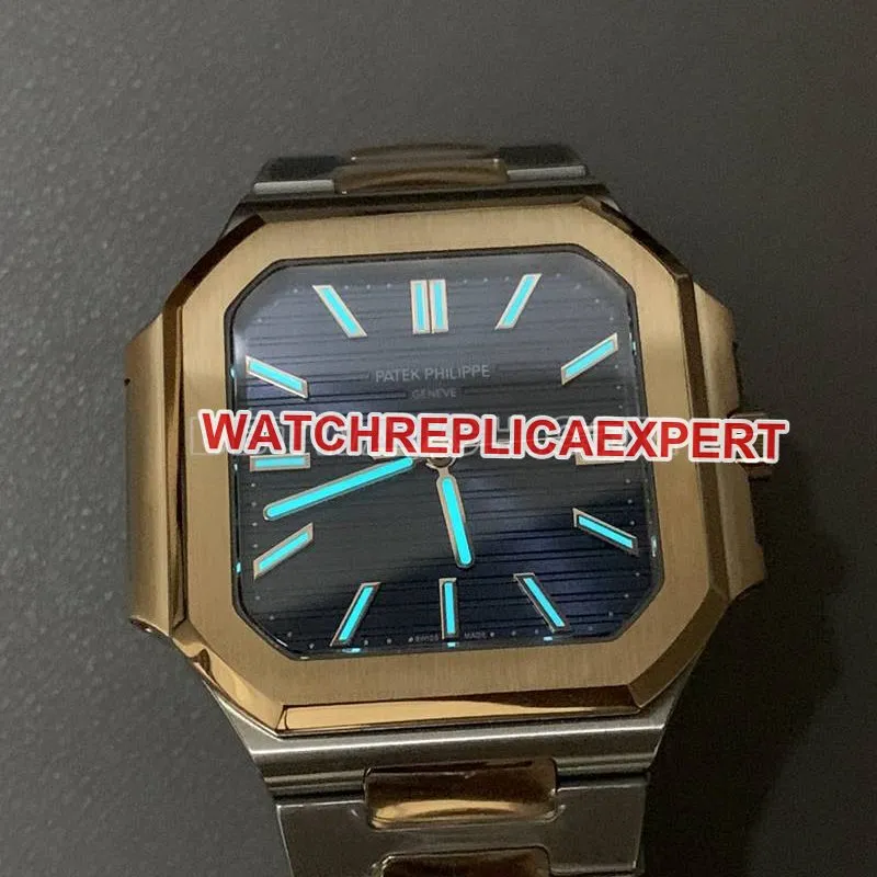 Patek Philippe collectible watch PPF FactoryCubitusblue dial45MM gold steel bracelet model 5821front live photo