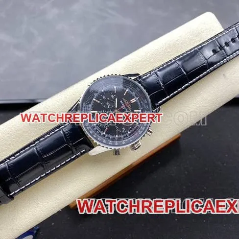 top-tier watch BLS factory aviation chronographBreitlingblack dialleather strap model front live photo