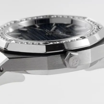 8F factory Audemars Piguettop-tier watch women's blue dialsteel braceletautomatic movement34mm Royal Oak series new watch movement picture