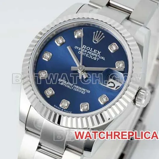 ARF FactoryRolex log 1:1super cloneblue dial31mm three grid link 278274front live photo