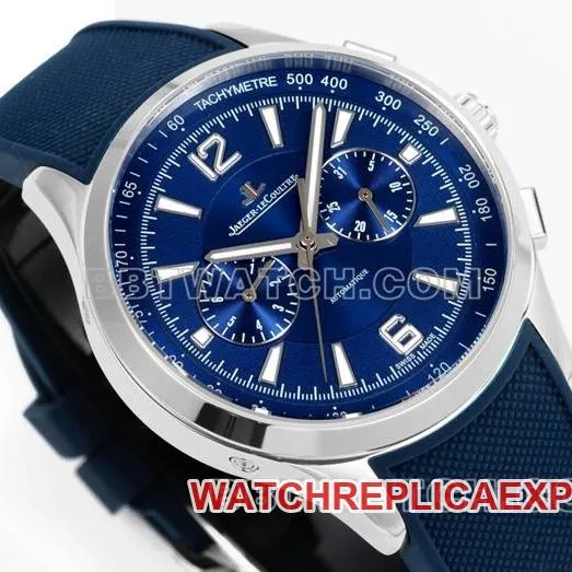 top-tier watch Beichen Jaeger-LeCoultreblue dial mechanical blue rubber model front live photo