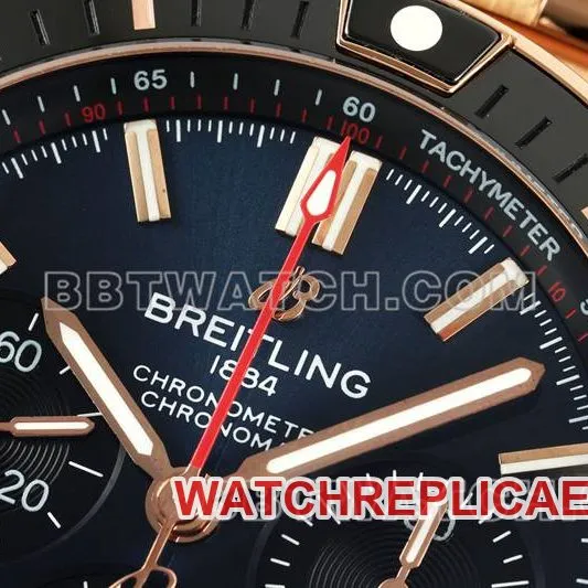 Breitling top collectible watches TF factory mechanical chronograph black disk 44mm rose gold steel belt models front real picture