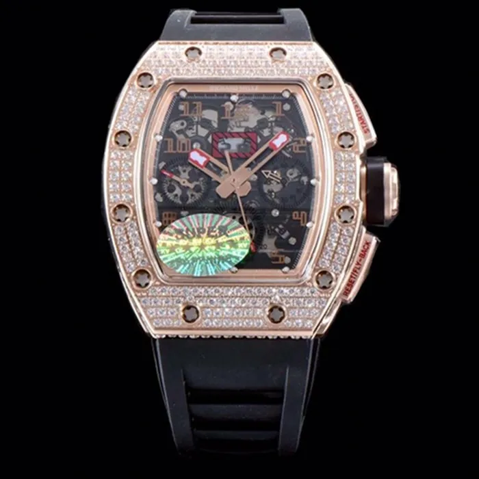 top-tier watch Richard Mille men's black dial automatic chronograph watch front view