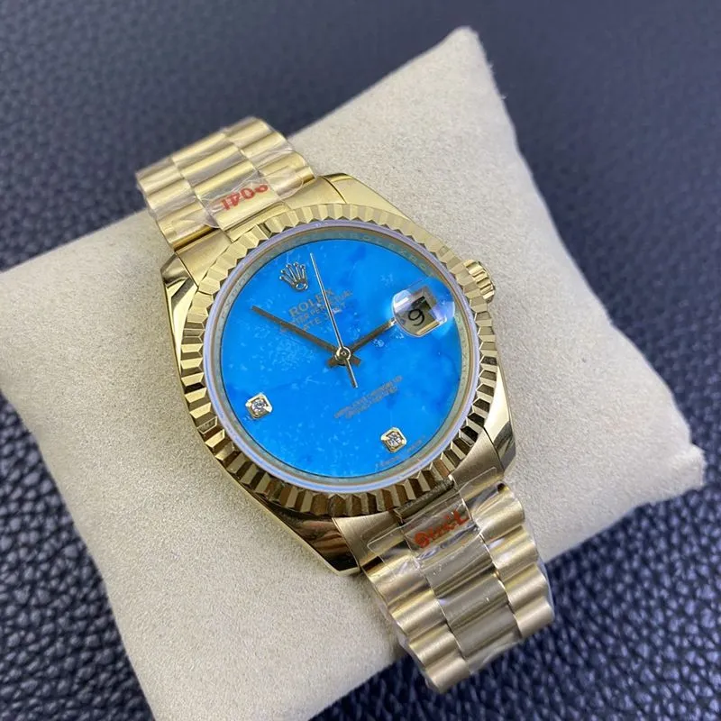 Rolex high-quality watch Day-Date type rare turquoise dial watch front view