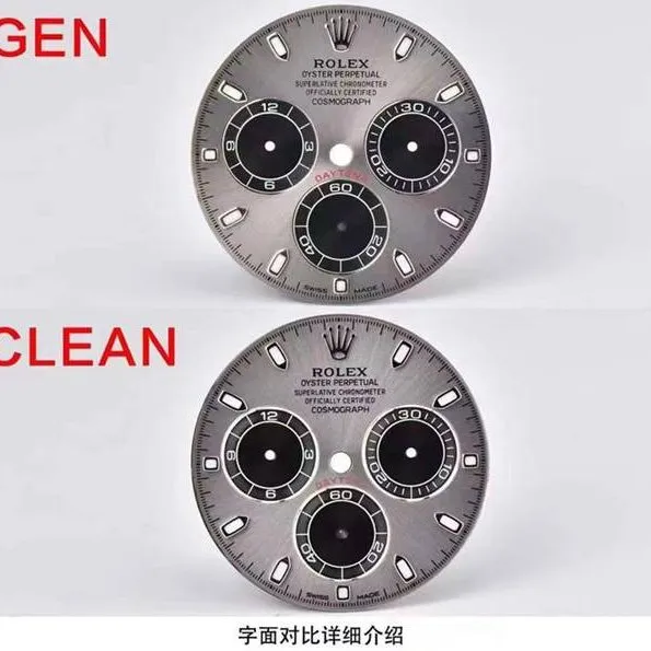 C Factory "Gray Daytona" Real vs. Fake Comparison Review: Rolex Top Watch Case Appearance Comparison Chart