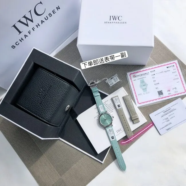 top-tiersuper cloneIWC Portofino series light blue dial ladies watch clasp picture