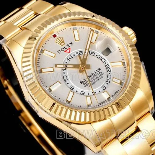 AR+ factory watch pilot rolexwhite dial mechanical yellow gold steel braceletfront live photo