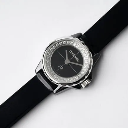 top-tier replicaChanel women's black dial black belt new J12 series quartzleather strap watch back cover picture
