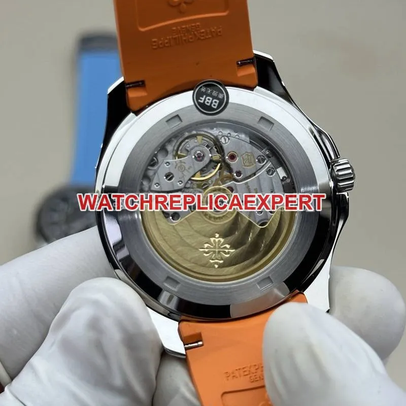 Patek Philippe1:1replica watch BBF factory grenade black dial orange rubber model 5167Afront live photo