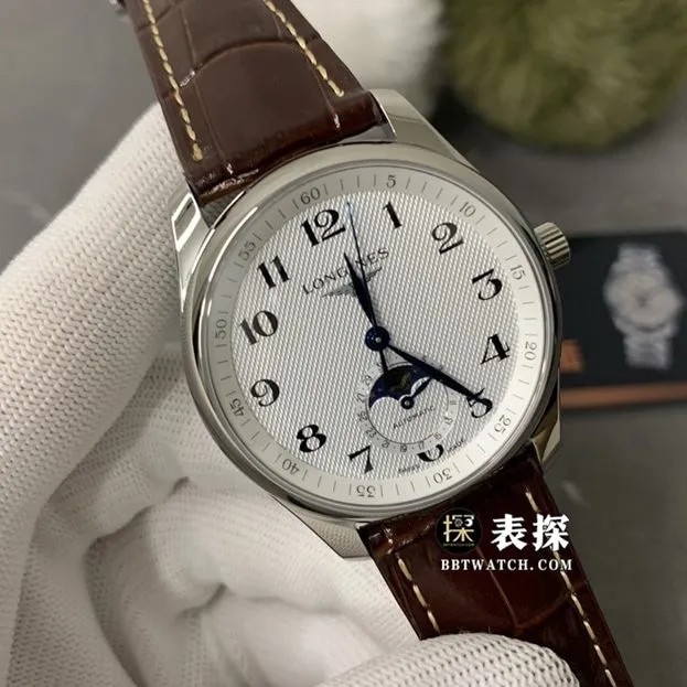 GS factory Longines watchmaking traditional top-tier 1:1super watch men's silver wheat plate moon phaseleather strap model pictures and prices clasplive photos