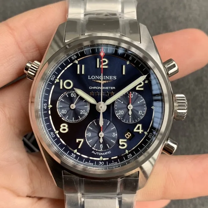top-tier watch Longines men's blue dial pioneer front view