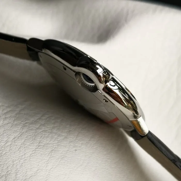 top-tier watch Cartier men's white dial blue balloon series leather strap watch front view