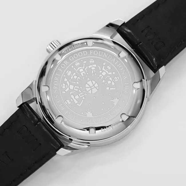 top-tier watch IWC men's blue dial black belt automatic movementleather strap watch front view