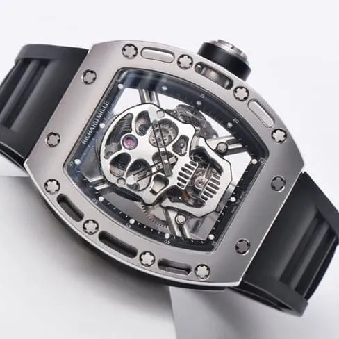 JB factory top-tier watch Richard Mille men's white dial black rubber strap genuine tourbillon mechanical watch movement picture