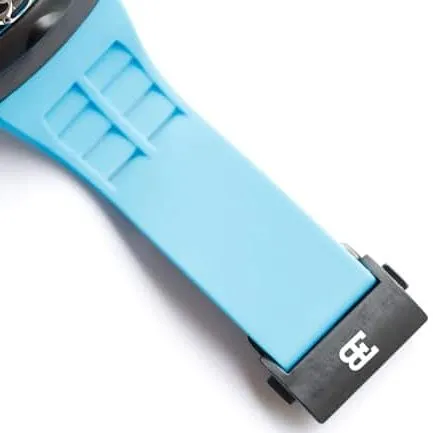 Top-tier Bugatti Veyron watch men's black dial blue rubber strap mechanical watch front view