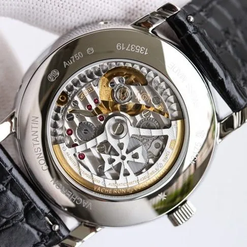 TWS factory Vacheron Constantintop-tier men's gray plate blue belt historical masterpiece series fully automatic movementleather strap watch front view