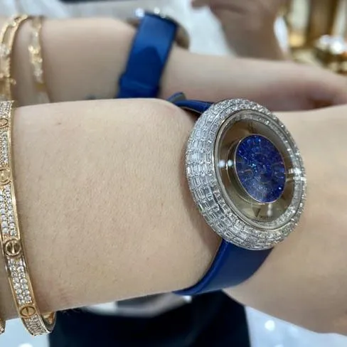 top-tier Jack top-tier women's black dial blue band quartz watch front view