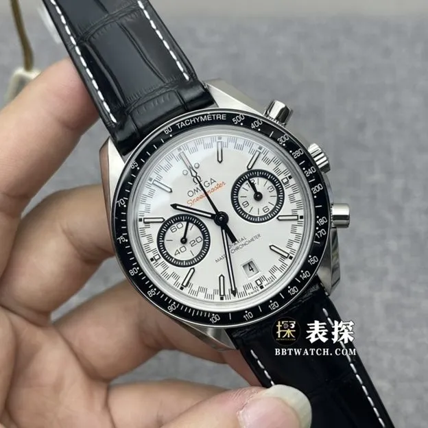 OM FactoryOmega Speedmaster top-tier 1:1super watch men's white panda plate leather strap model pictures and prices clasplive photos