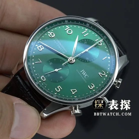 ZF FactoryIWC Portugal top-tier watch green dial silver needle leather strap model pictures and prices front live photo