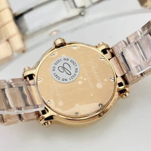 YF factory top-tier watch ChopardHAPPY DIAMONDS series 18k gold ladies watch front view