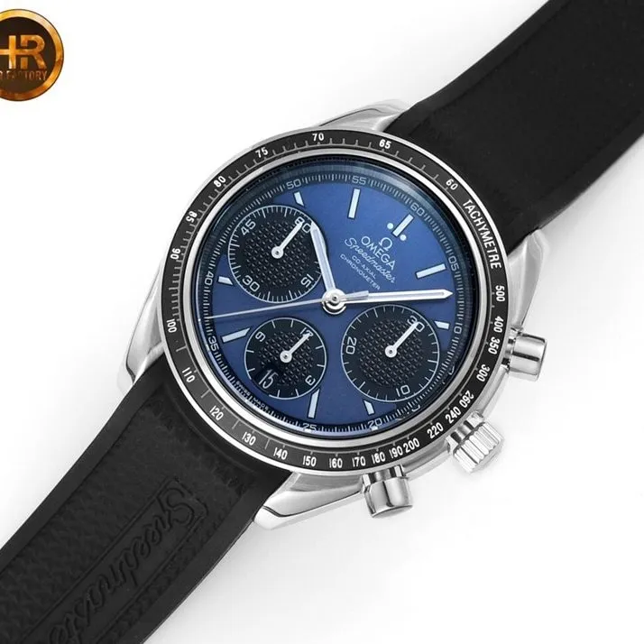 Omega Speedmaster series replica326.32.40.50.06.001 multifunctional chronograph watch blue dial side view