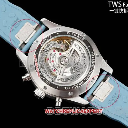 collectible watch pilot TWS factory IWC light blue dial rubber model side live photo