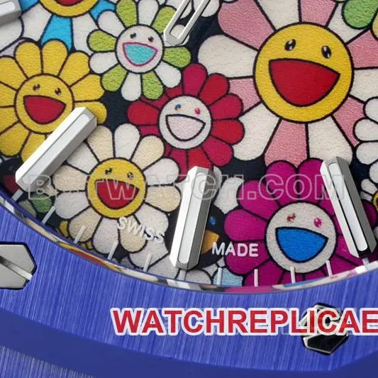 Audemars Piguet collectible watch APS factory Royal Oak flower pattern dial blue ceramicsteel bracelet model 15500caseback live photo