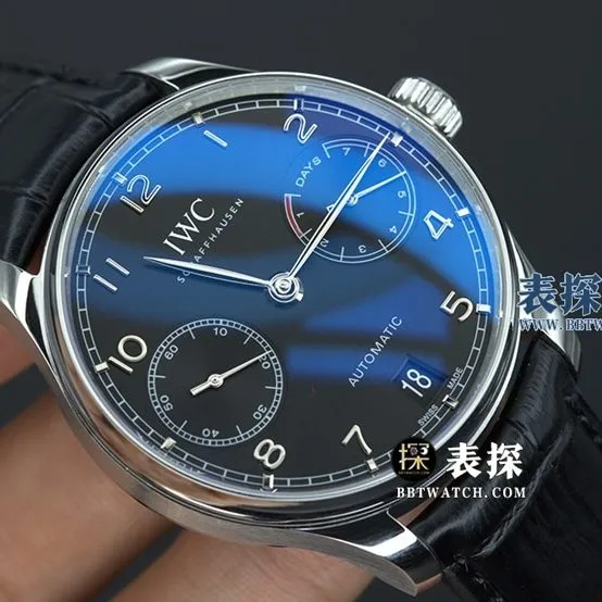 YL factory IWC Portugal top-tier 1:1high-quality watch men's Portuguese seven black dialleather strap model pictures and prices front live photo